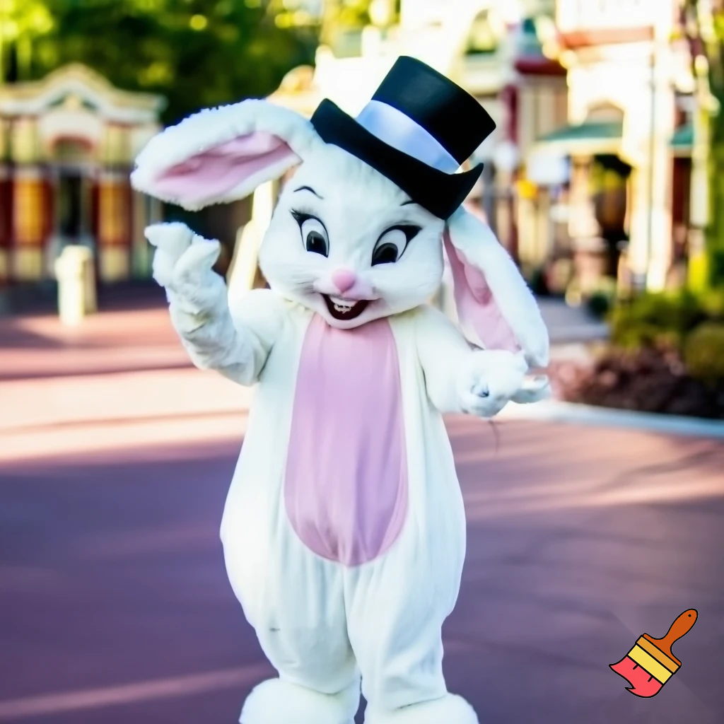 Easter bunny mascot  Disneyland costume top hat