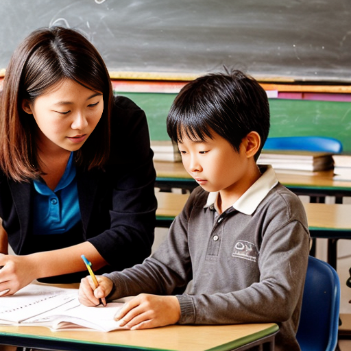 a panda teacher checking assistance