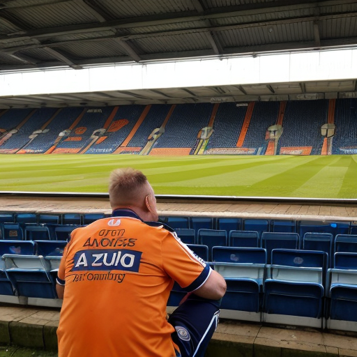 a luton town supporter is sitting in luton sadly
