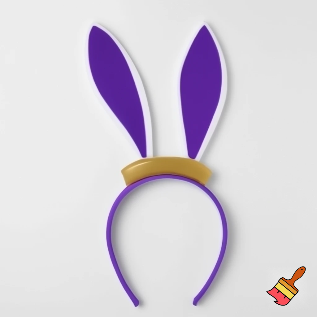 Easter bunny top hat headband, purple, purple and white with gold