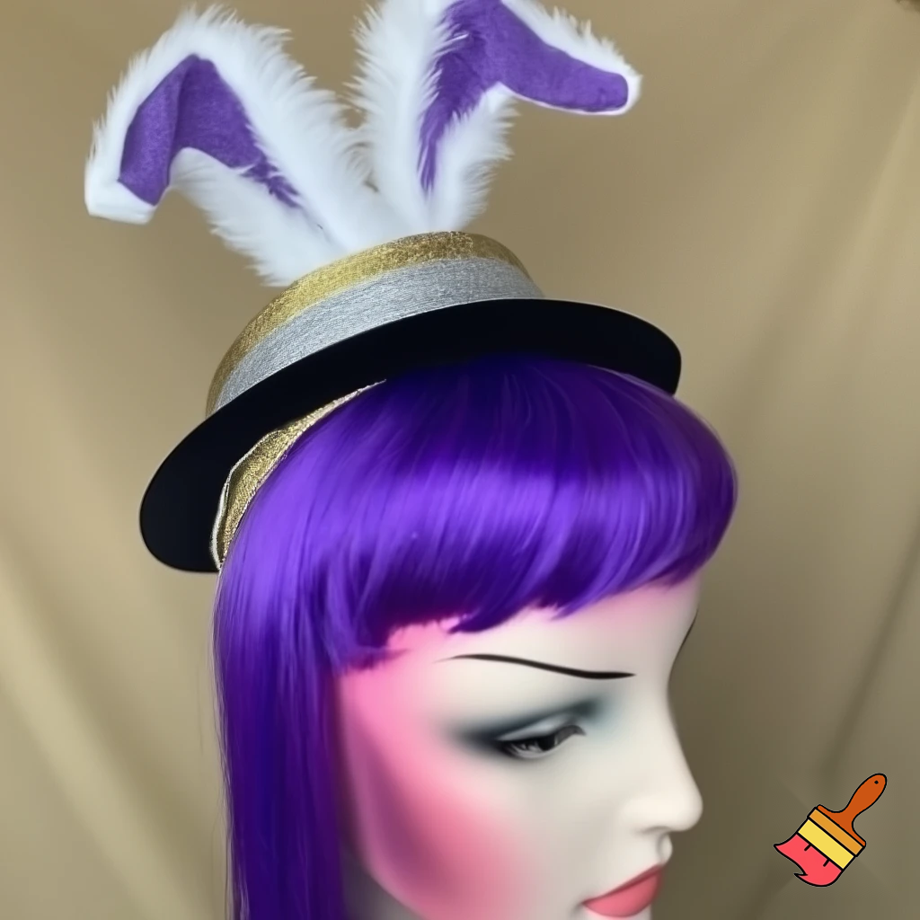 Easter bunny top hat headband, purple and white gold and silver top hat black purple dark purple special hat in delicate purple white, purple and white