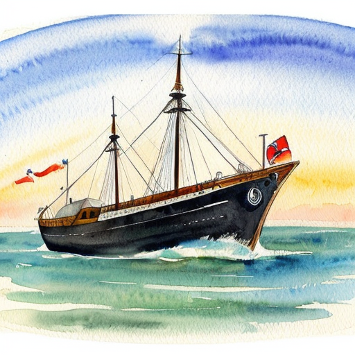 Small 1900s ocean liner with one funnel