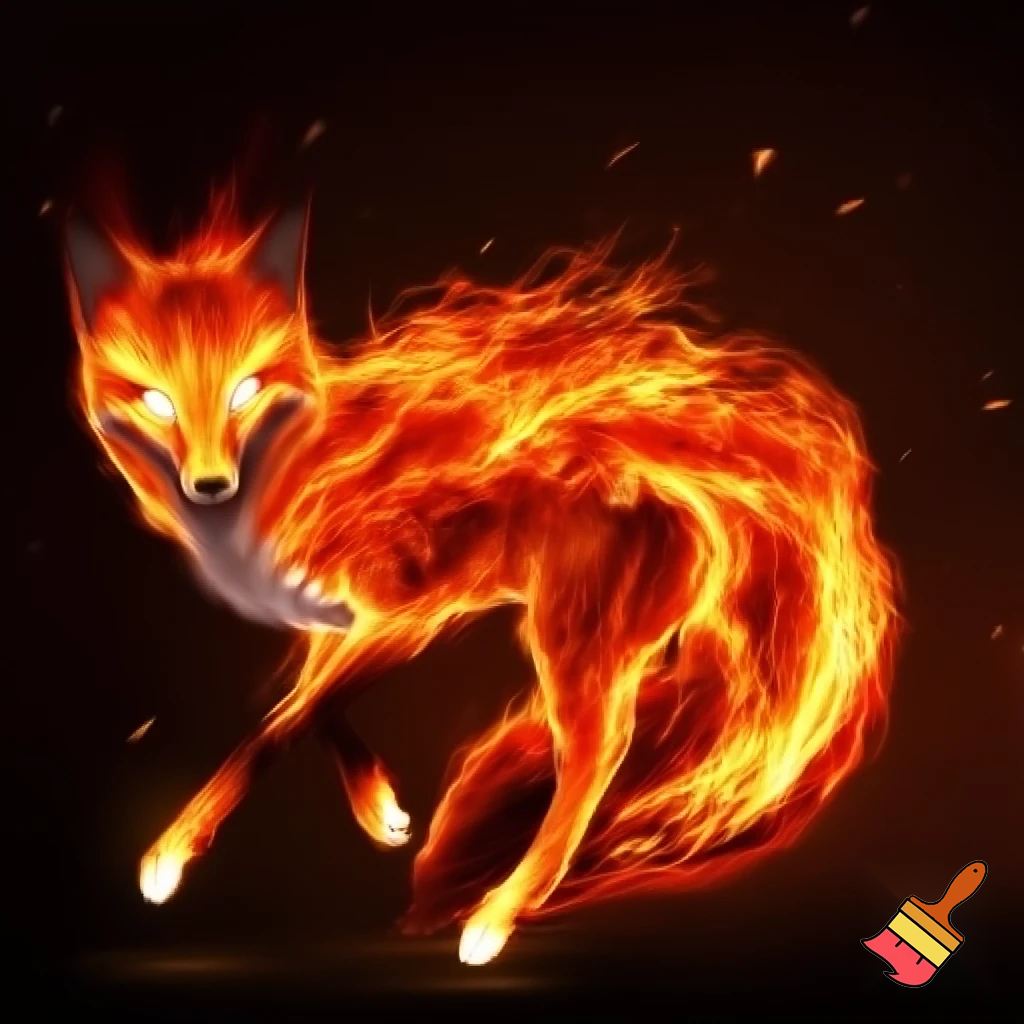 en ræv lavet af ild