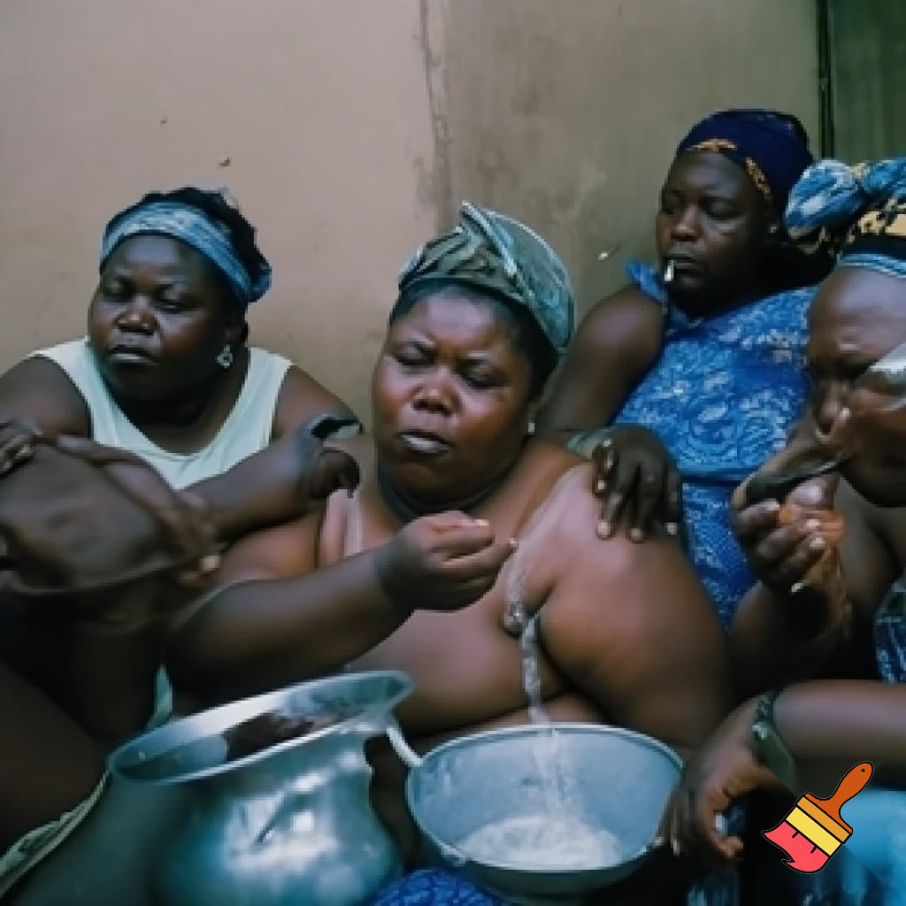 fat black people eating watermenon