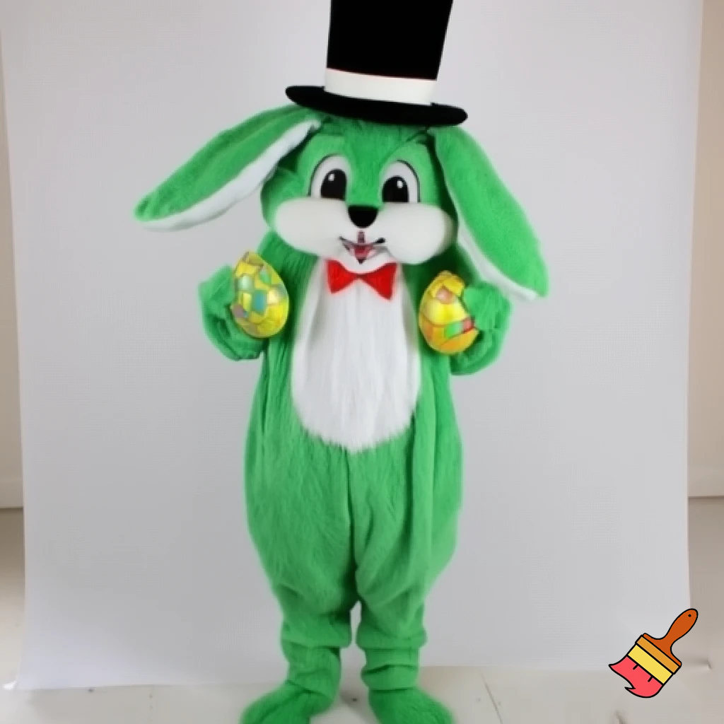 Easter bunny with a top hat mascot costume