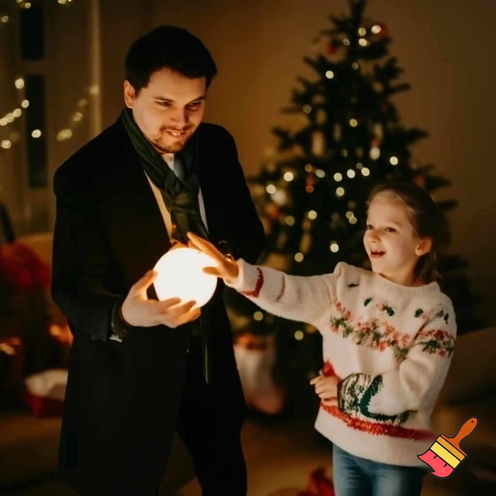 Magic magic Christmas magician an adult kid an adult kid