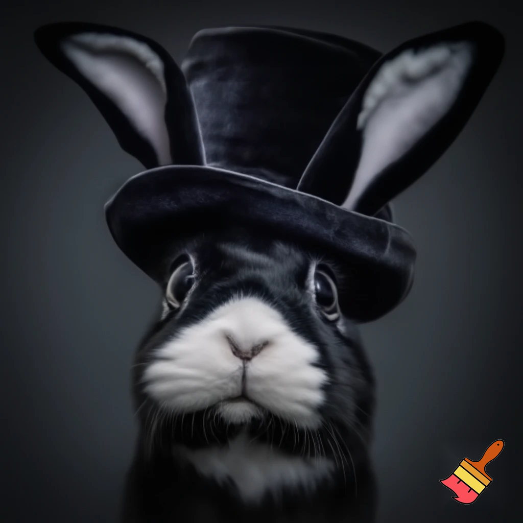 Black top hat with bunny ears velvet