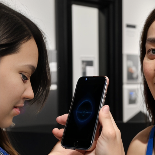 Goretzka play game on apple phone and Vanessa play game on apple phone at the museum 