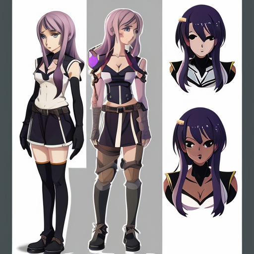 a reference sheet for a girl character design anime extraordinary