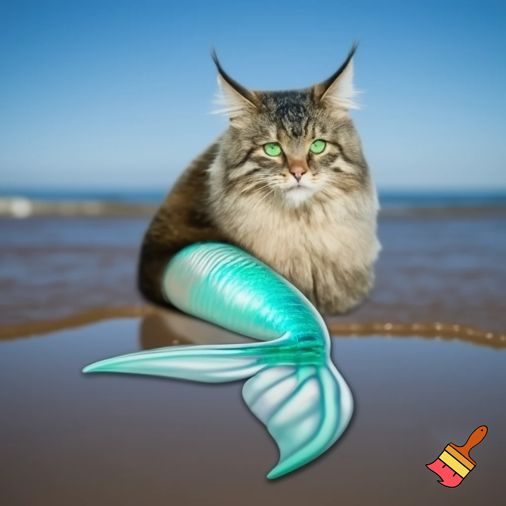 A cat with and mermaids tail