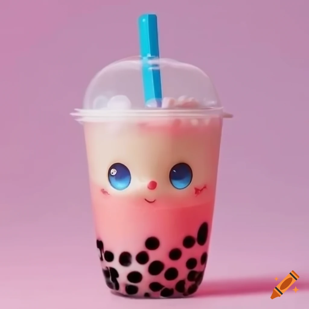a cute bubble tea drink with pearls, in a pop mart toy style