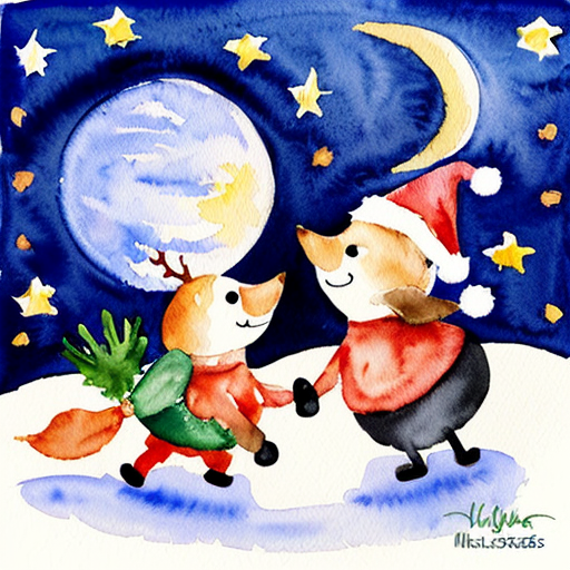 Star and moon christmas cartoon