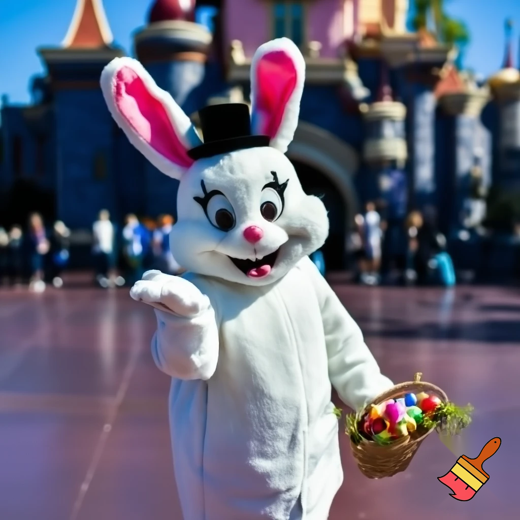 Easter bunny mascot  Disneyland costume top hat