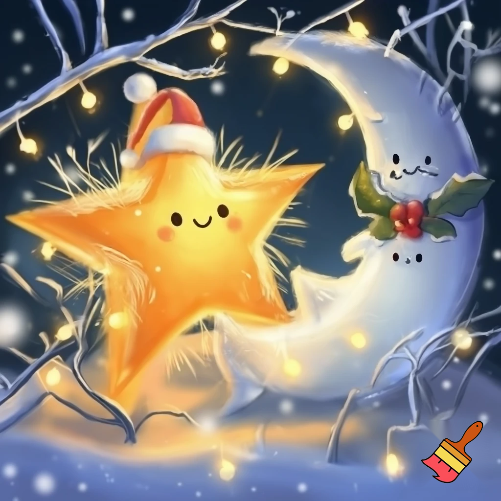 Star and the moon christmas cartoon