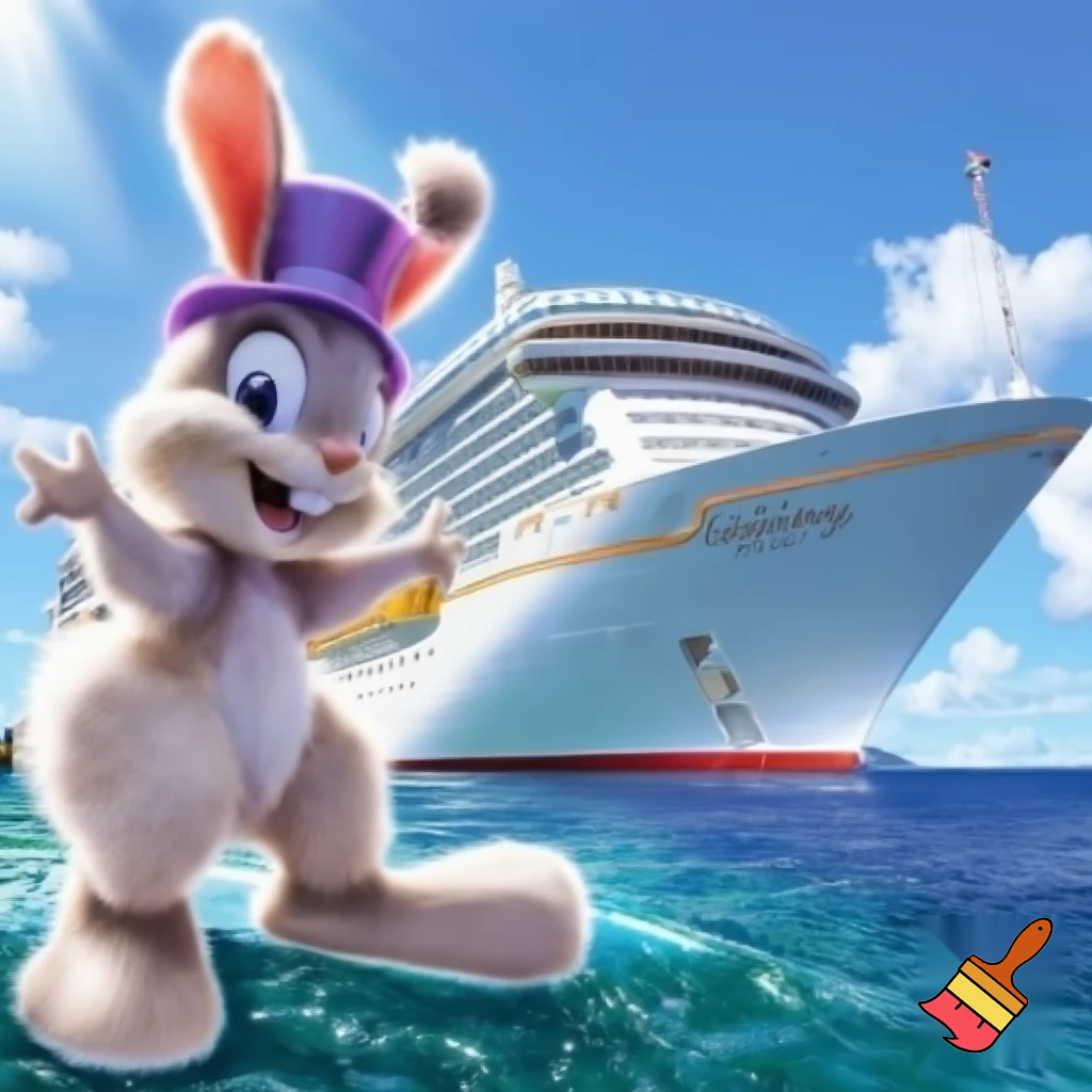 Easter bunny mascot Disneyland costume with the top hat Australia Disney cruise ship