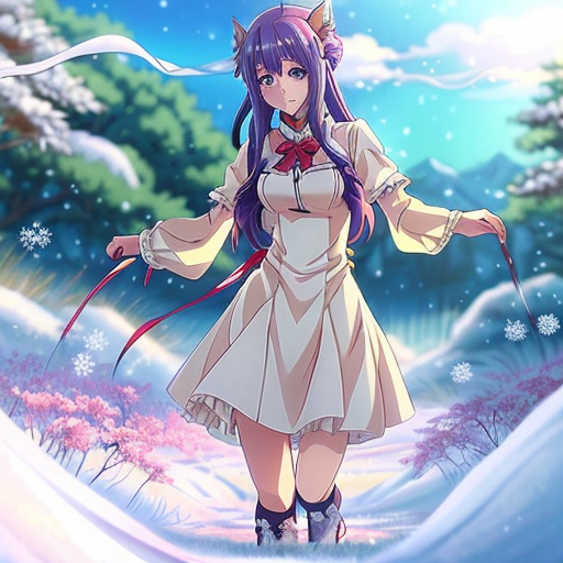 Девушка Зима плавно растворяется и переходит в девушку Весну, природа фэнтези, сказочно, волшебно