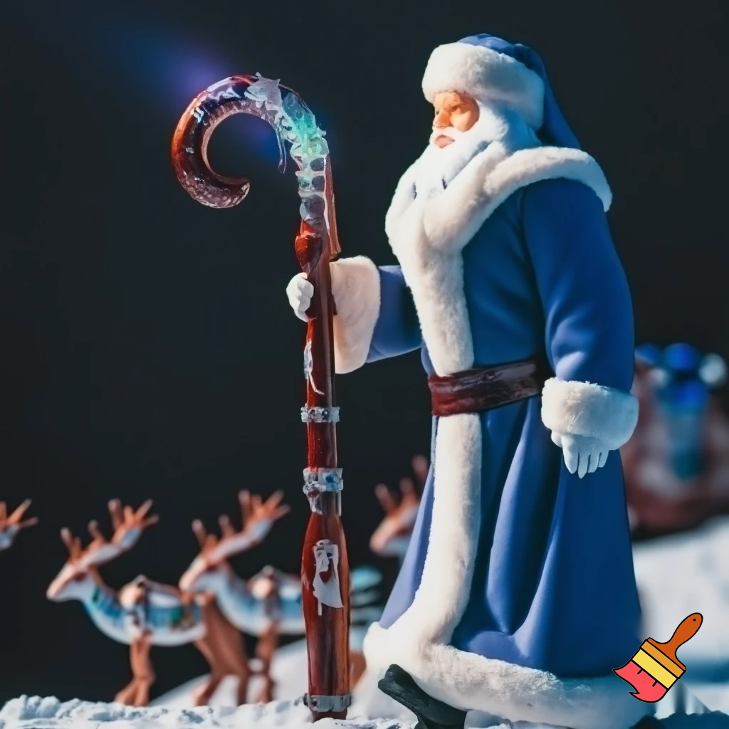Russian Santa Claus walking stick with with t reindeers magic walking stick a plastic plastic Russian Santa Claus walking stick magic walking stick magic or stick