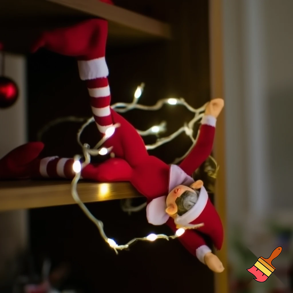 Elf on the shelf doing tricks