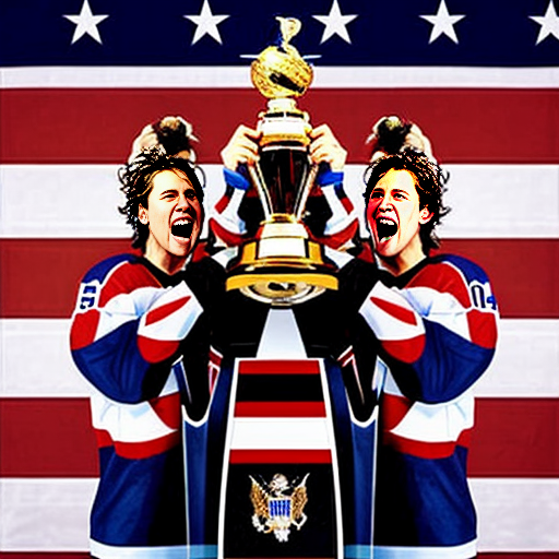A poster of the USA celebrating that they won the hockey final gold medal game against Canada