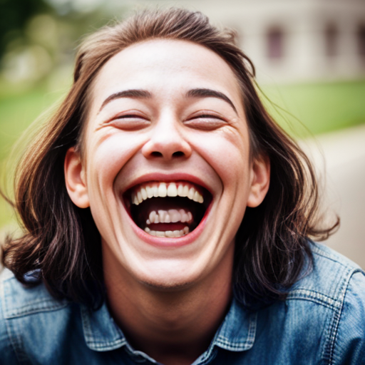 a super realistic laughing face