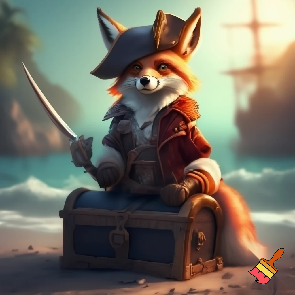 Fantasi pirat ræv der sidder ned