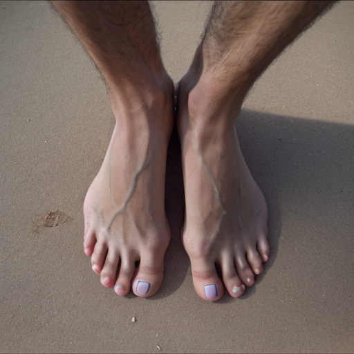 A barefoot young man