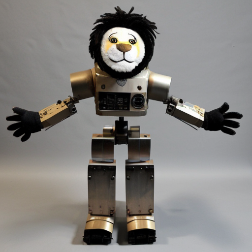 tony the lion puppet in a mech suit