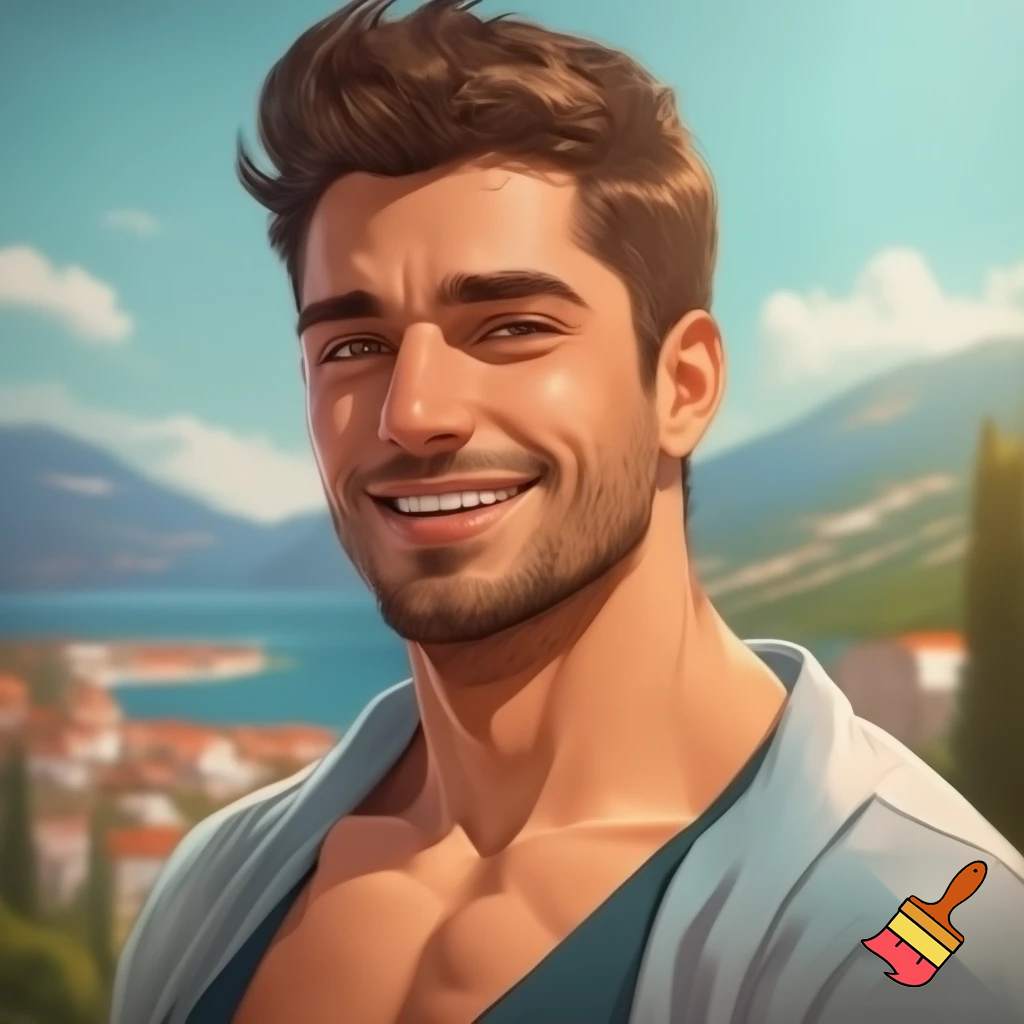 Hot Albanian tall guy, with brown eyes, brown hair, good body shape in a good mood