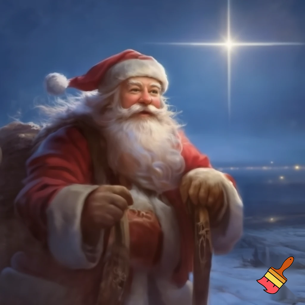 Santa Claus, Russia walking stick with the start the real Santa Claus
A star