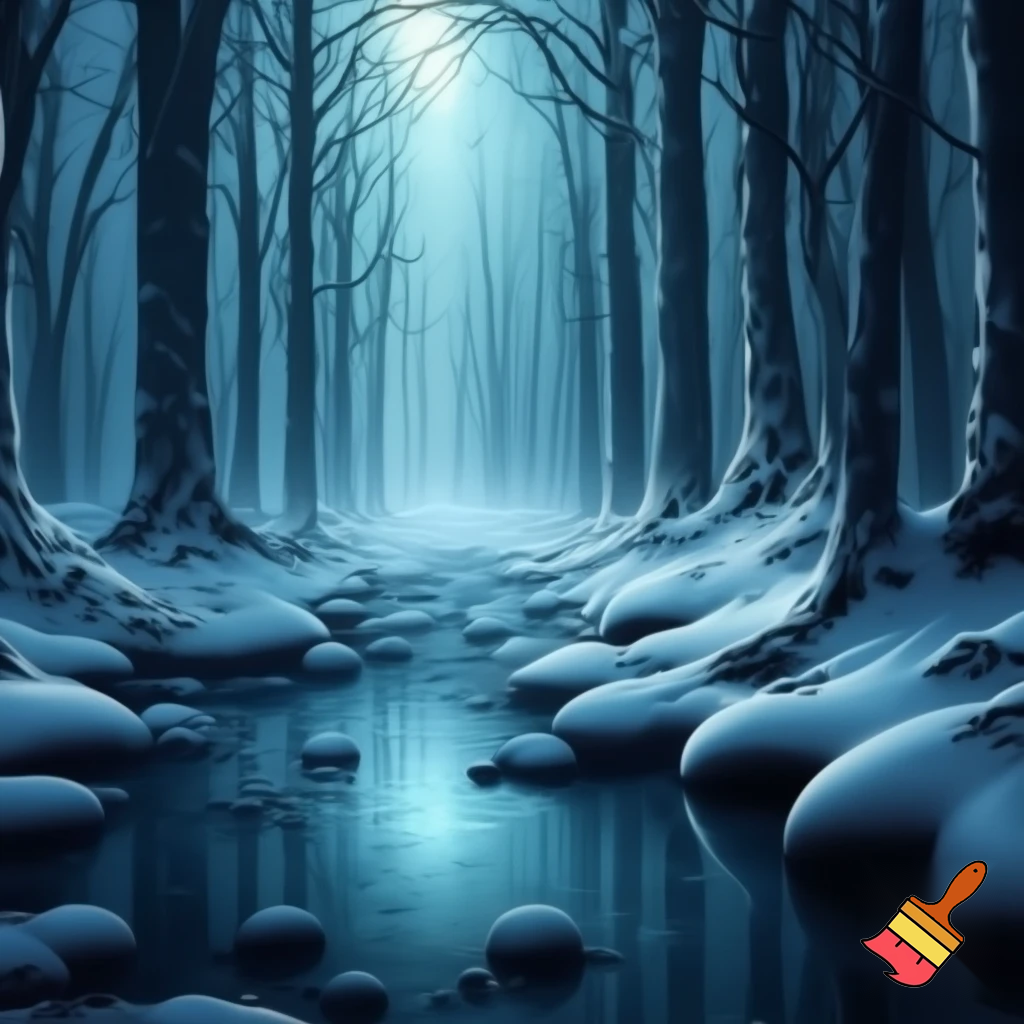 An enchanted snow forest