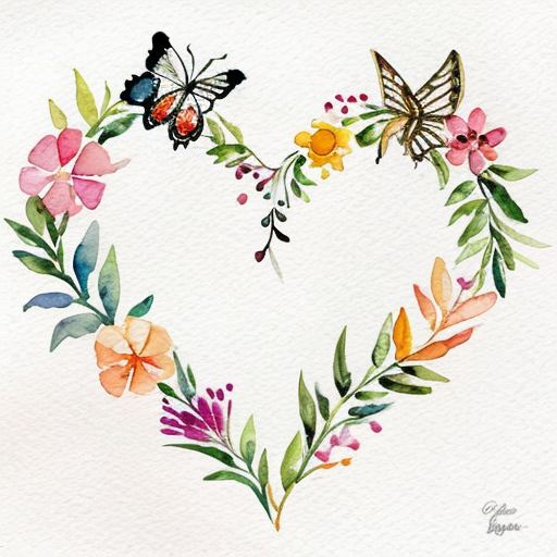 Cute many butterflies making a heart shape