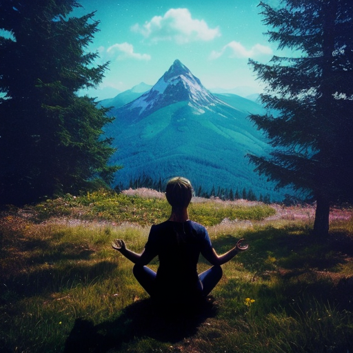 lucid dreaming. meditative by a mountain