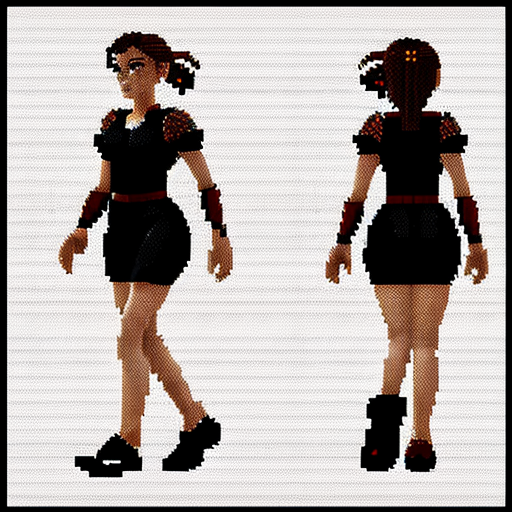 Sprite sheet, female, walking, sideway view, art pixel, 8-bit
