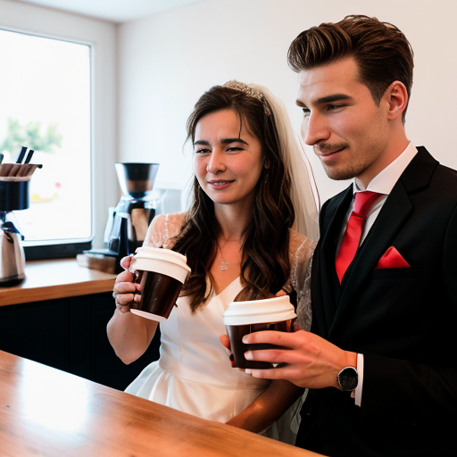 Goretzka drink coffee and Vanessa drink coffee at the wedding 
