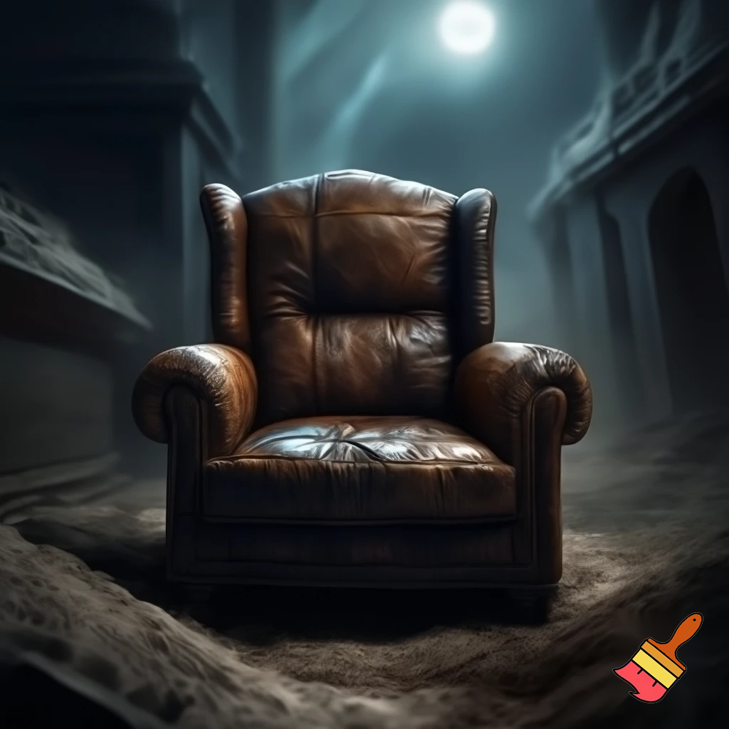 leather chair in a grave
