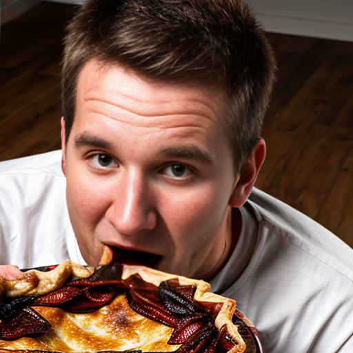 man eating pie
