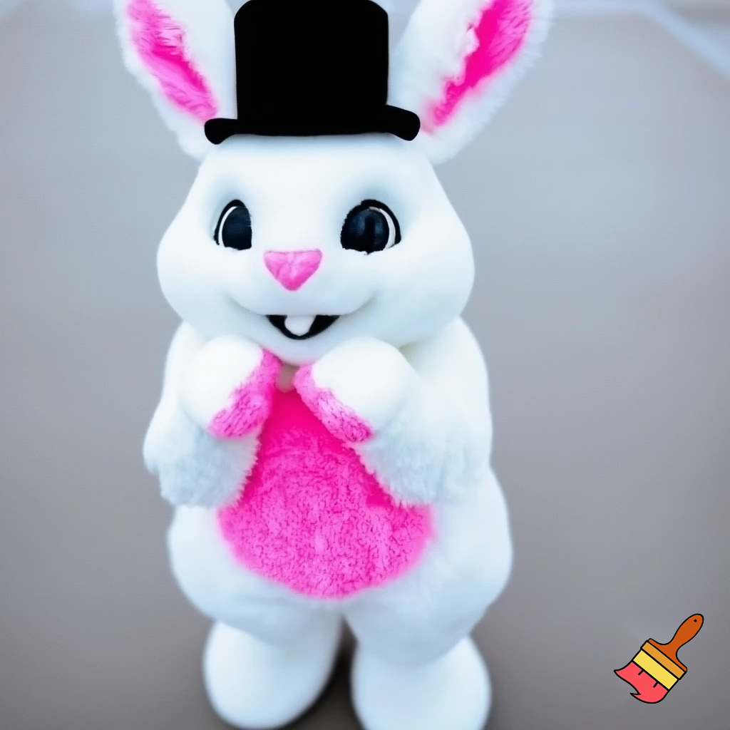  Mascot costume Easter bunny costume top hat pink and white