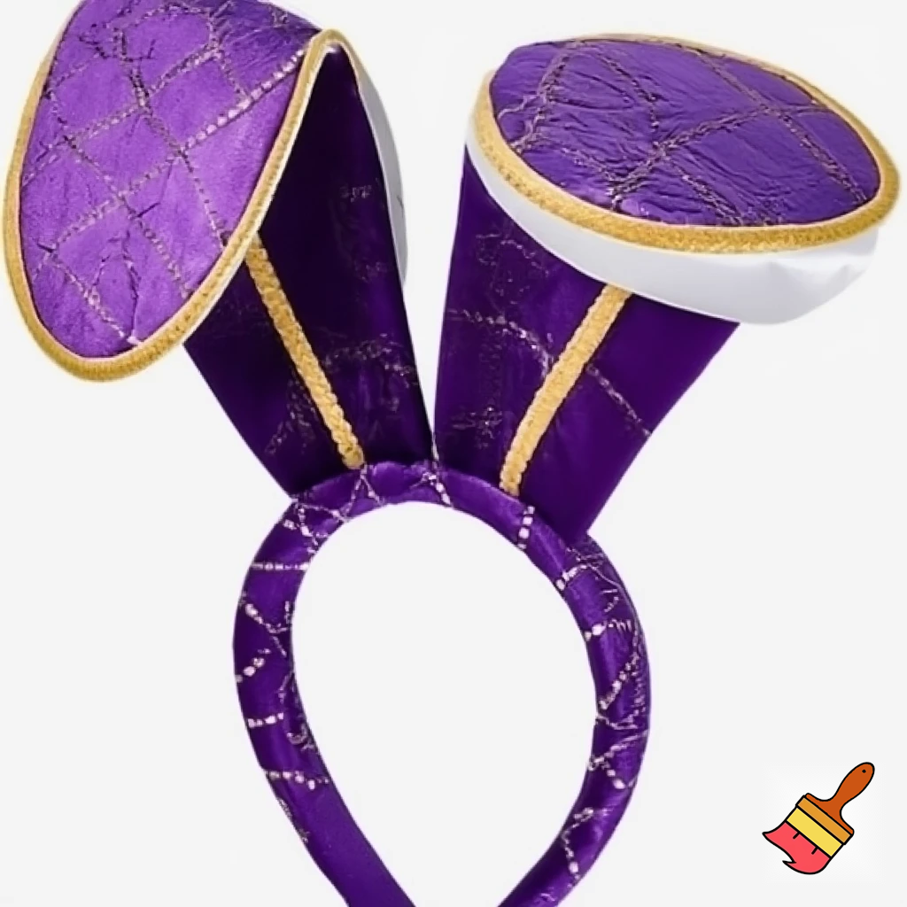 Easter bunny top hat headband, purple, purple and white with gold