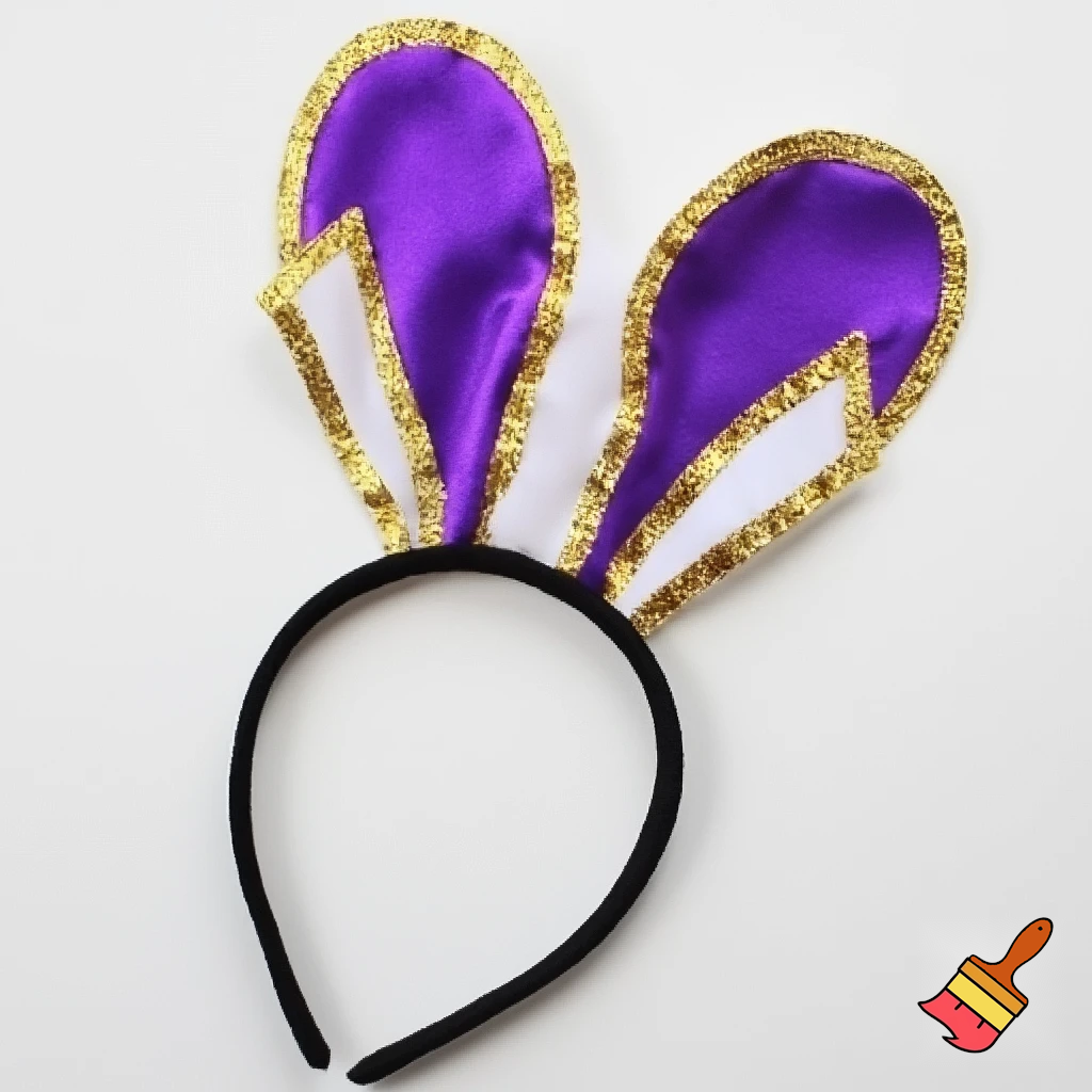 Easter bunny top hat headband, purple and white with gold