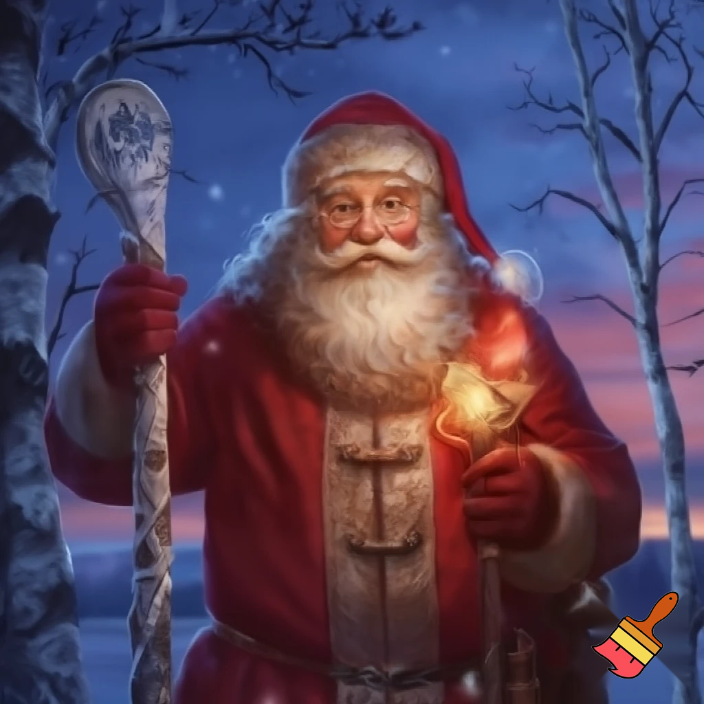 Santa Claus, Russia walking stick with the start