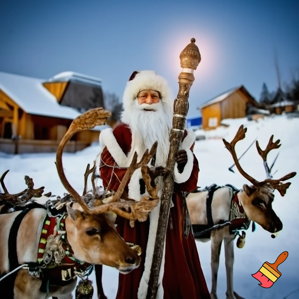 Russian Santa Claus walking stick with with t reindeers magic walking stick a plastic plastic