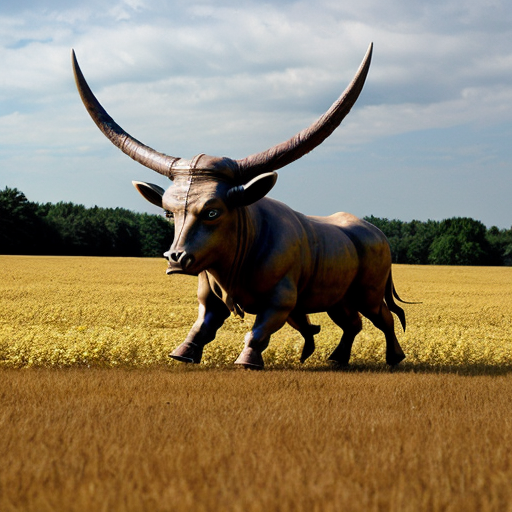 Crazy minotaur that is runind in a flat field made out of rocks
