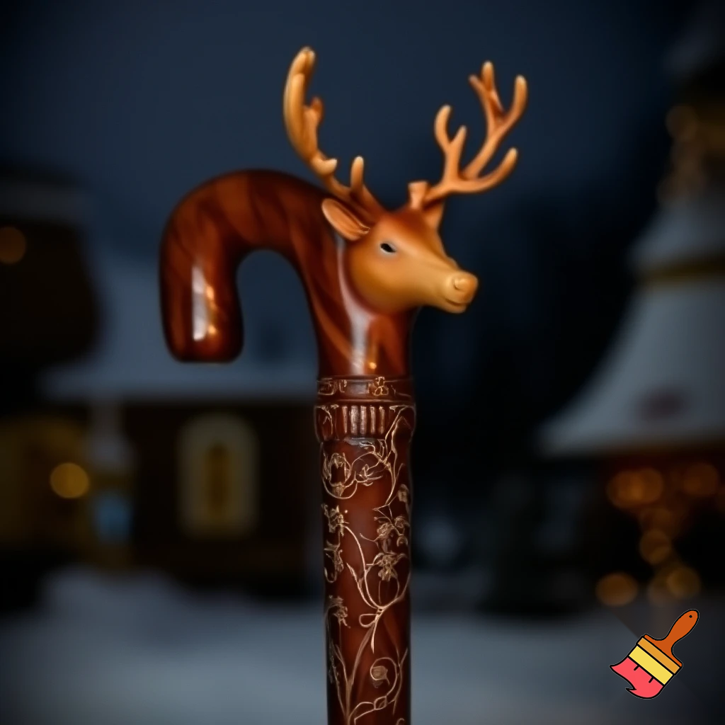 Russian Santa Claus walking stick with with t reindeers magic walking stick a plastic plastic