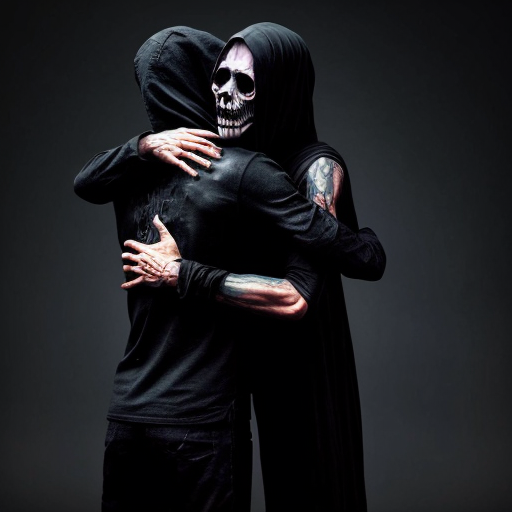 creepy dreamcore world witha skinwalker thats a full black solour and hes really long and thin. and they are holding there arms out for a hug