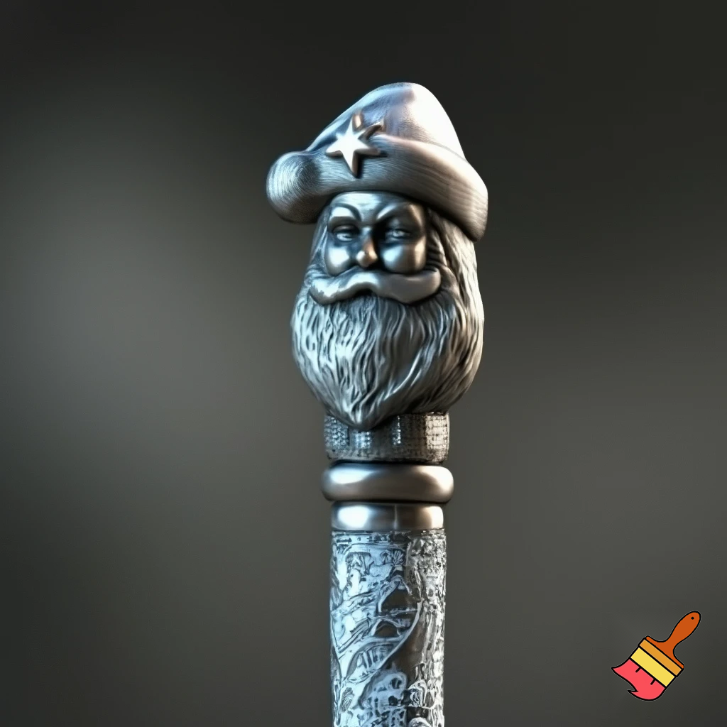 Russian Santa Claus walking stick with a star Santa Claus the real Santa Claus metal