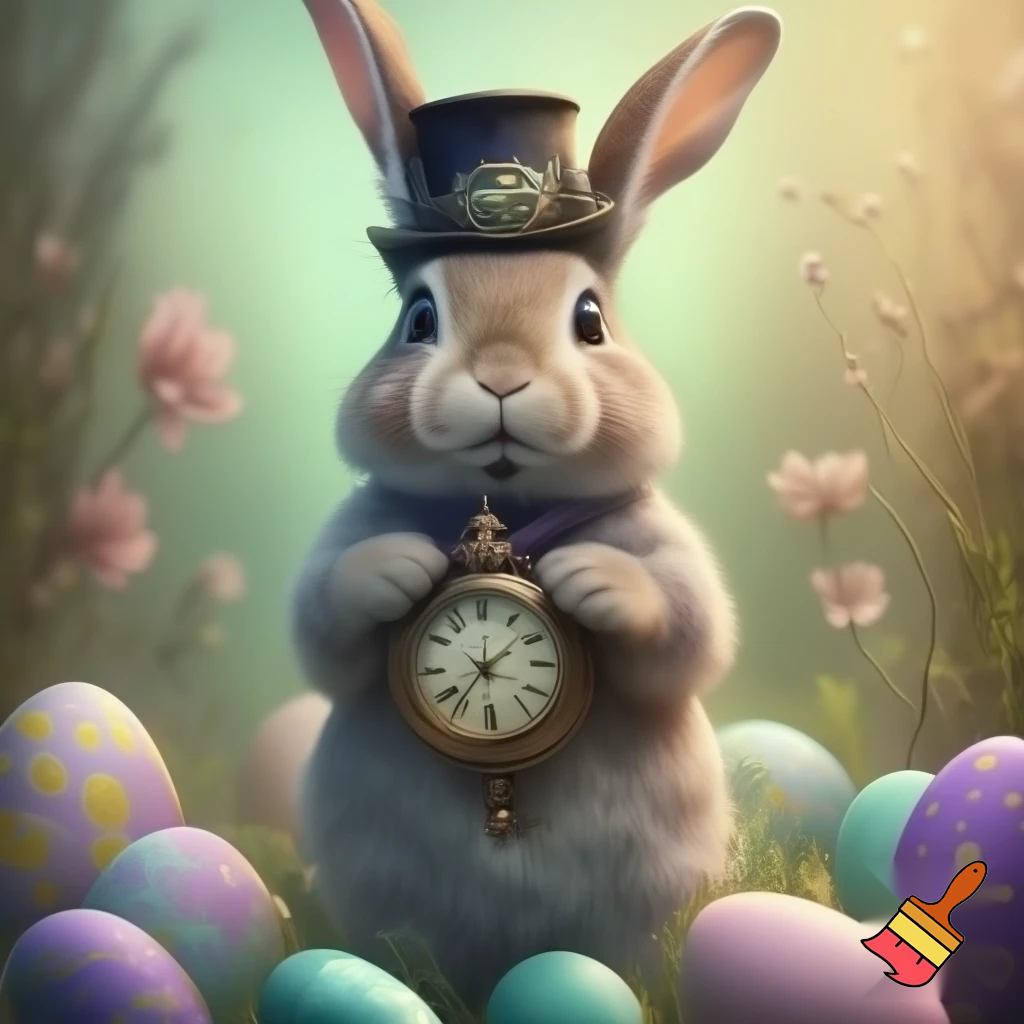Open watch top hat Easter bunny ears