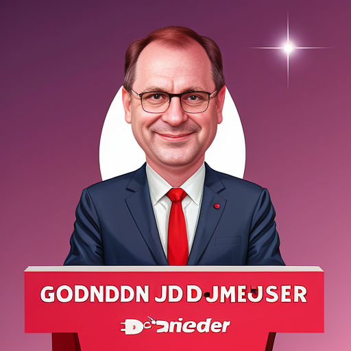 Erstelle mir eine fiktive Karrikatur vom aktuellen Politiker Gordon Schnieder der CDU und stelle die 3 wichtigsten Themenschwerpunkte seiner Partei dar