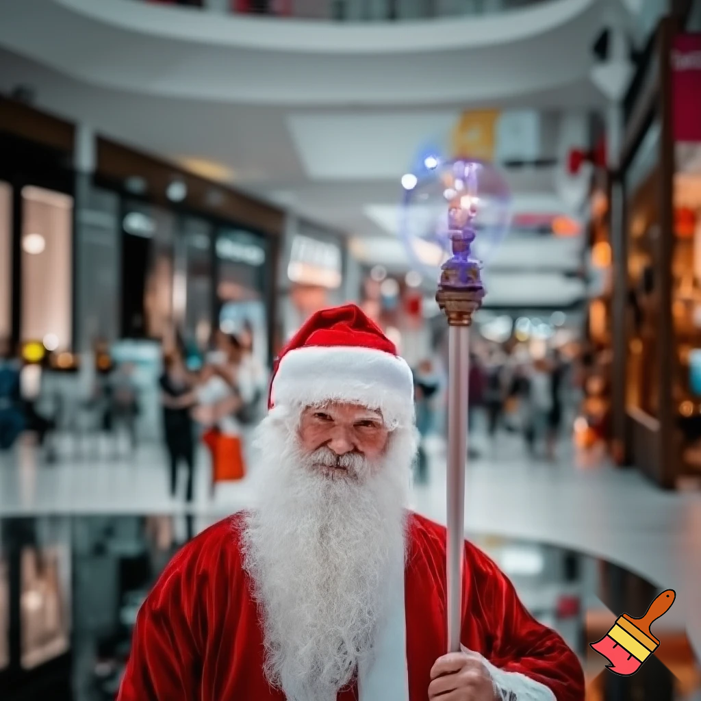 Santa Claus magic walking stick staff Russia shopping Centre Australia shopping immune in a star