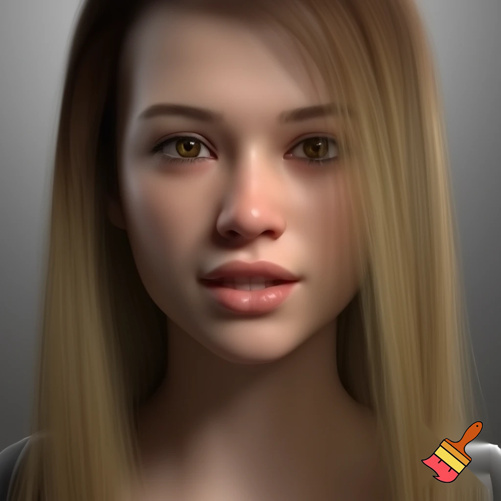 long blond hair, button nose, hazel eyes, short stature, curves, female, gap tooth, full lips, realistic