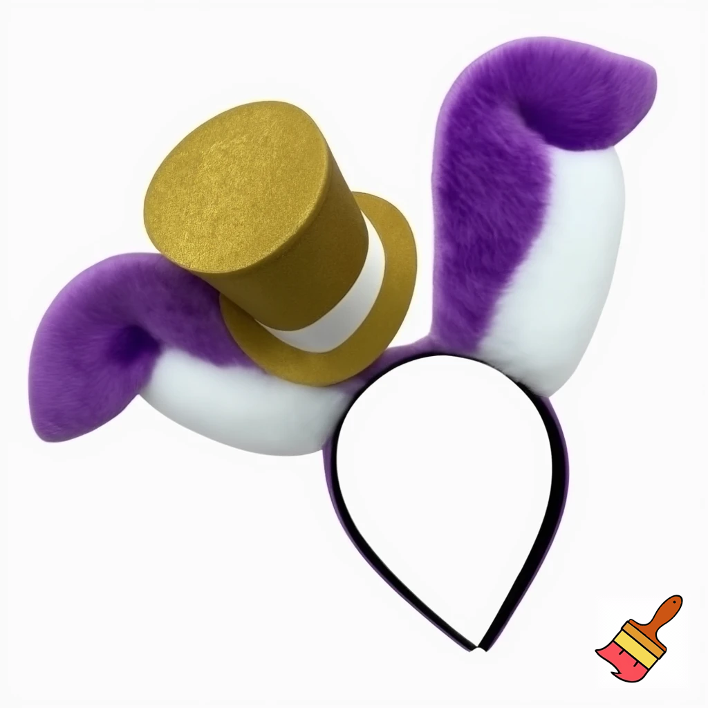 Easter bunny top hat headband, purple, purple and white with gold top hat top hat headband